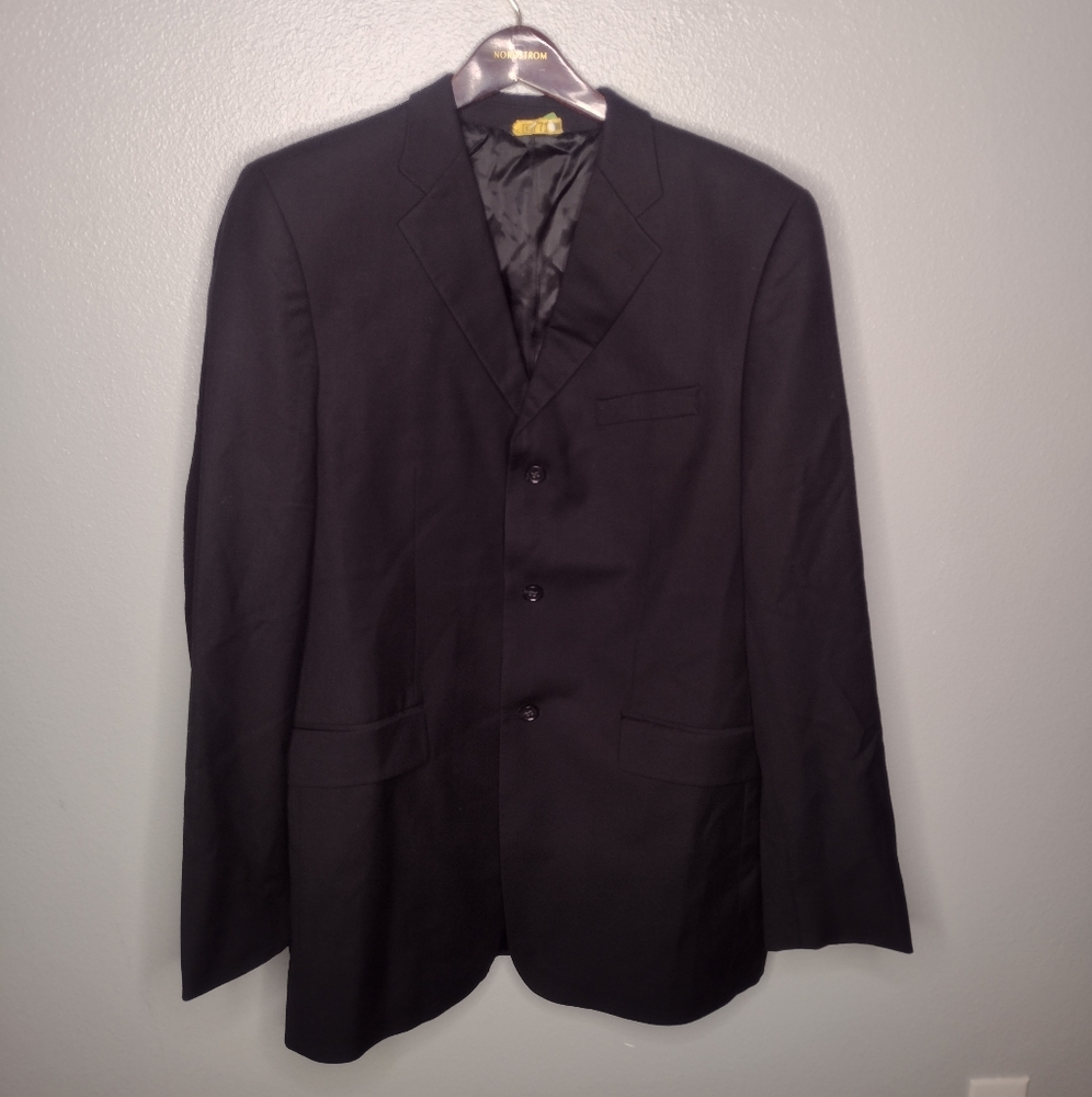 Banana Republic Men's Modern Sports Coat Blazer Jacket 42L Black Wool J